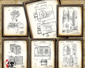 Vintage Movie Camera Patent Art Prints (Set of 6) (Digital Download) JP-172b