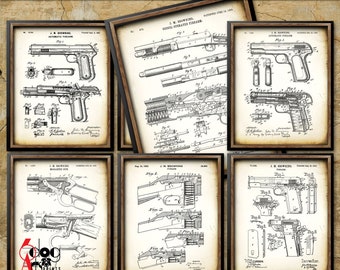 Láminas de patentes de armas de fuego: J.M. Browning (juego de 6) (descarga digital)