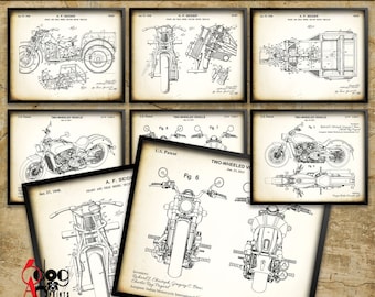 Indian Motorcycle Patent (Set of 6) Drawings Download Digital Prints 20&quot;x16&quot; / 24&quot;x16&quot; Blueprint Art for Wall Decor JP-192b