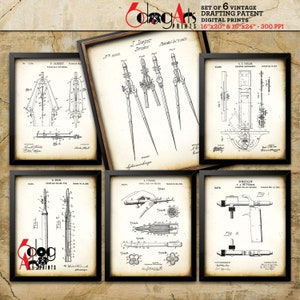 Ausarbeitung Patent Druck / 6er Set / Architekt Ingenieur Zeichner Geschenk Digitaldrucke Mann Höhle Wand Kunst Herunterladen - JP-170b