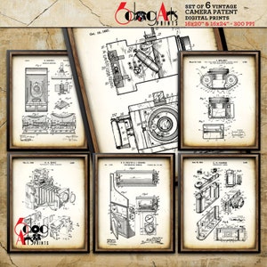Vintage Photographic Camera (Set of 6) Patent Drawings Downloadable Digital Prints 16&quot;x20&quot; / 16&quot;x24&quot; Blueprint Art for Wall Decor JP-53b