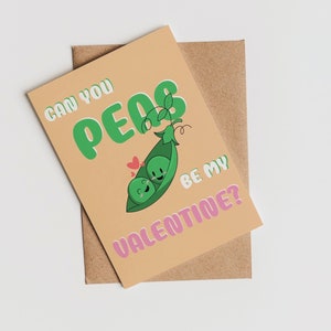 Peas Love Card, Romantic Funny Cute Food Pun, Kawaii, Kids, Printable Digital Card, Instant Download