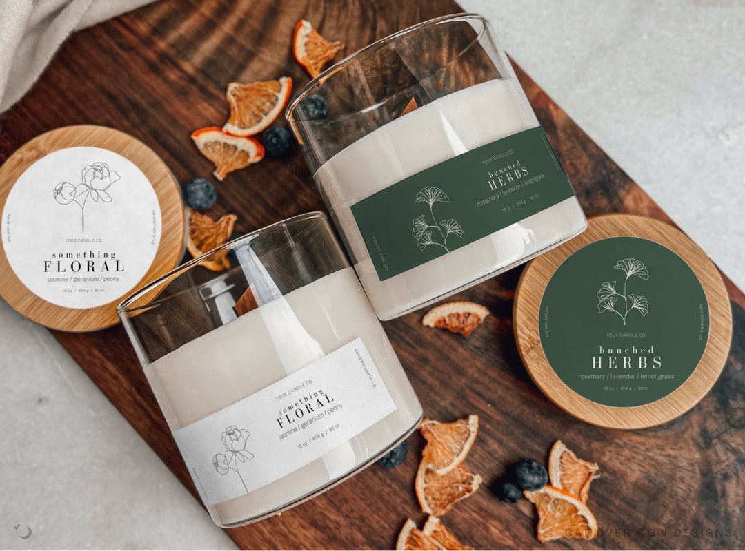 12in1 Thin Candle Label Templates W/ Bonus, Luxury Candle Label