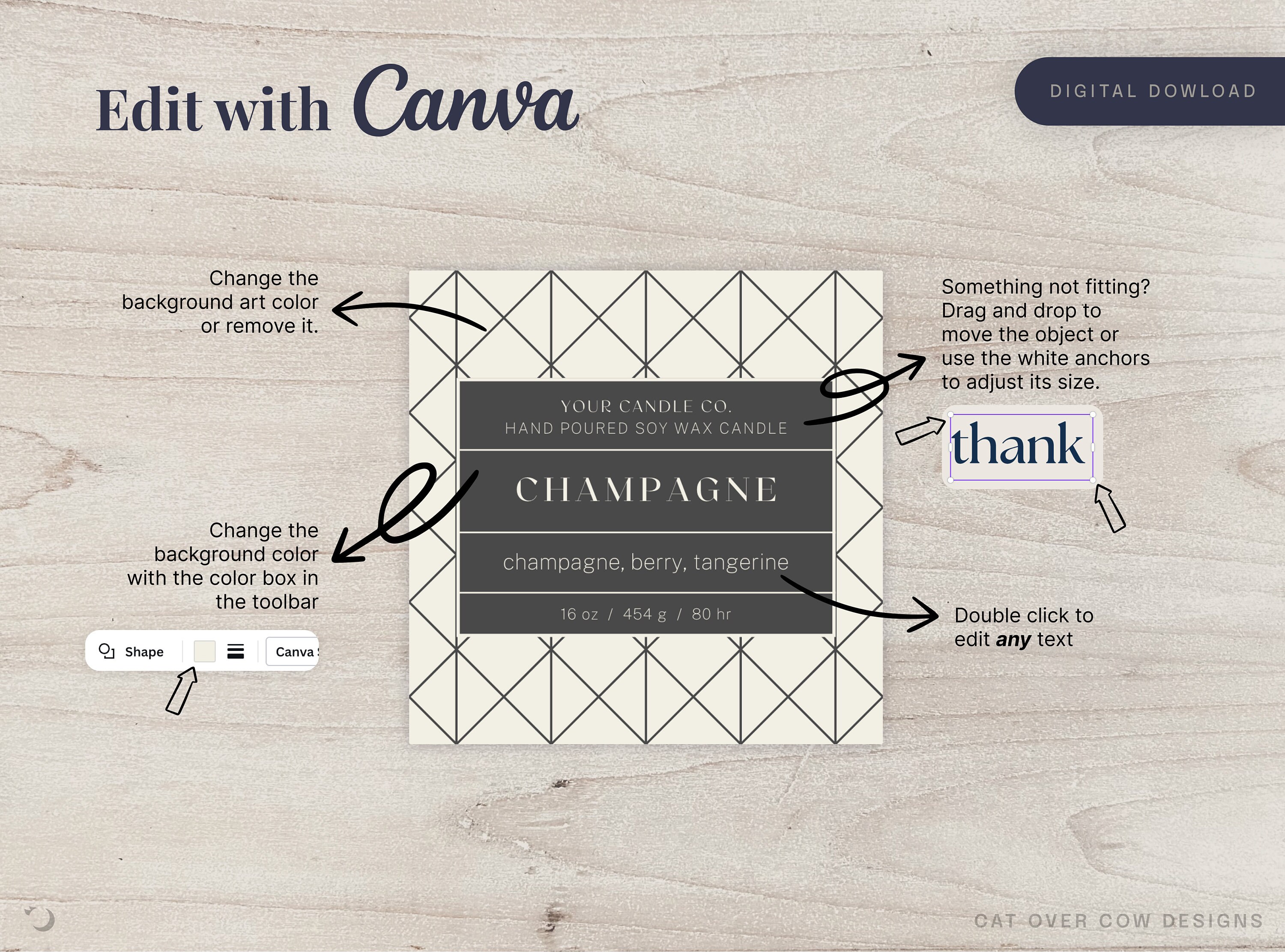 Wraparound Candle Label Templates Bonus Included Luxury Etsy