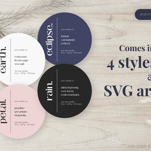 Comes in 4 styles and SVG art. Edit the color of the background art. Change the color of the art
