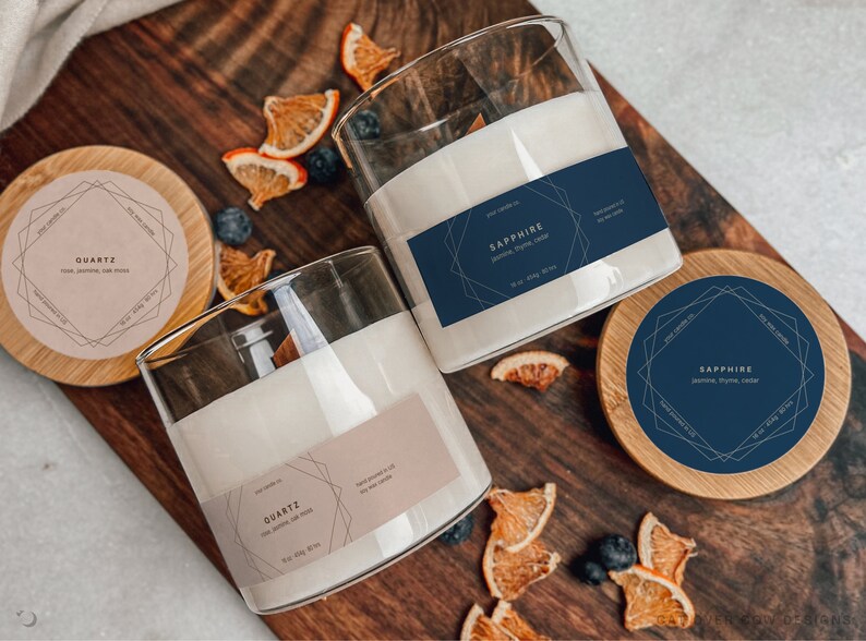 12-in-1 Thin Candle Label Templates W/ Bonus Size, Minimalist Candle ...