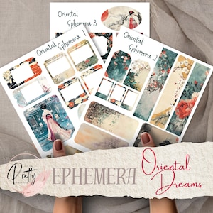 Vintage orientalische Träume Ephemera 's Bundle Digitale Seiten Asiatische Ephemera Japanisch Scrapbooking Tags Lesezeichen Papier Collage Sheet