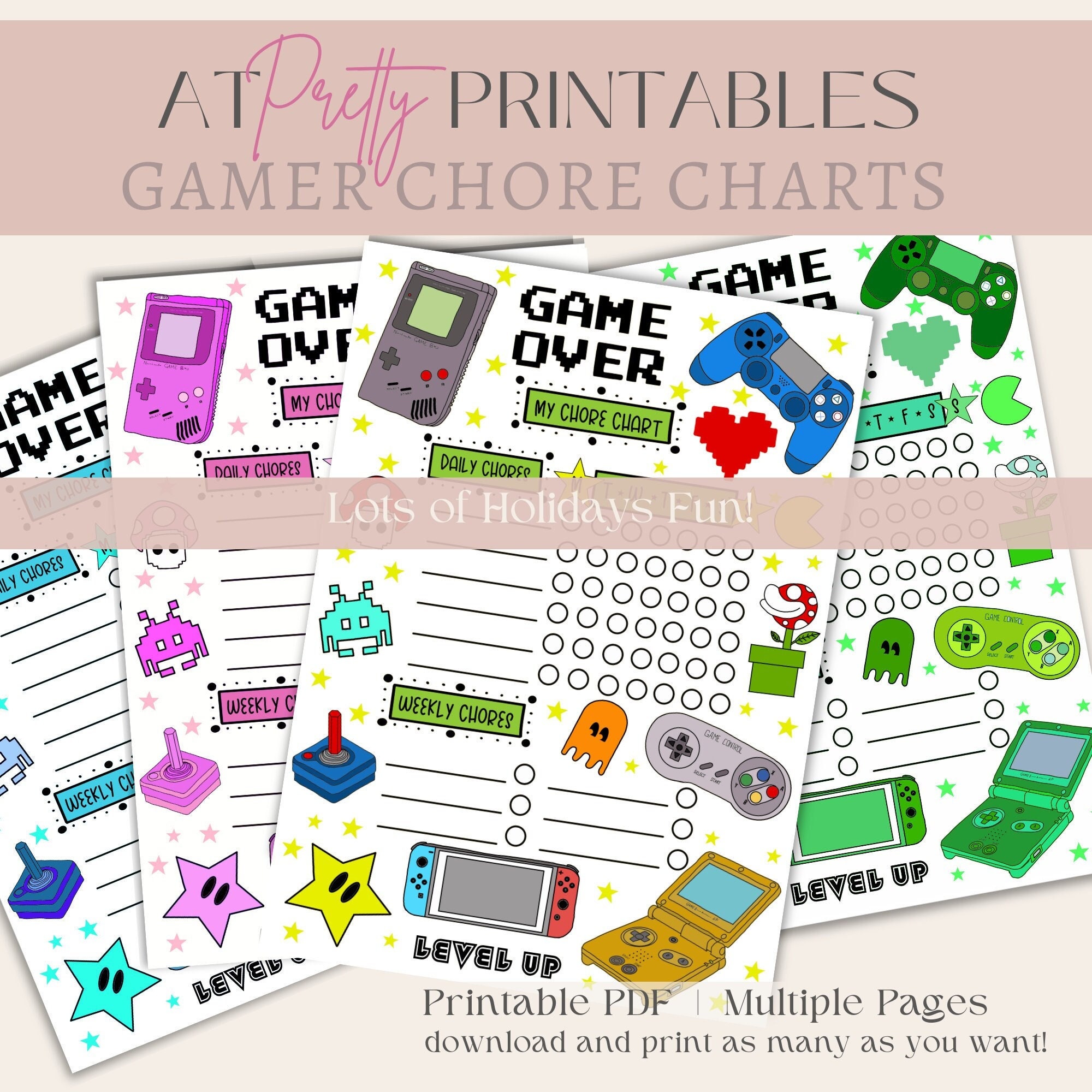 Gamer Kids Printable Chore Chart, Daily,bundle, Weeklyroutine Checklist ...