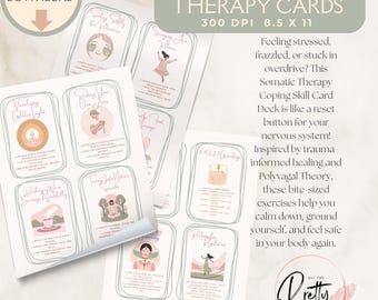40 tarjetas minimalistas de terapia somática para la regulación del sistema nervioso, terapia de ejercicio polivagal, TEPT complejo, terapia de conexión a tierra para TEPT.
