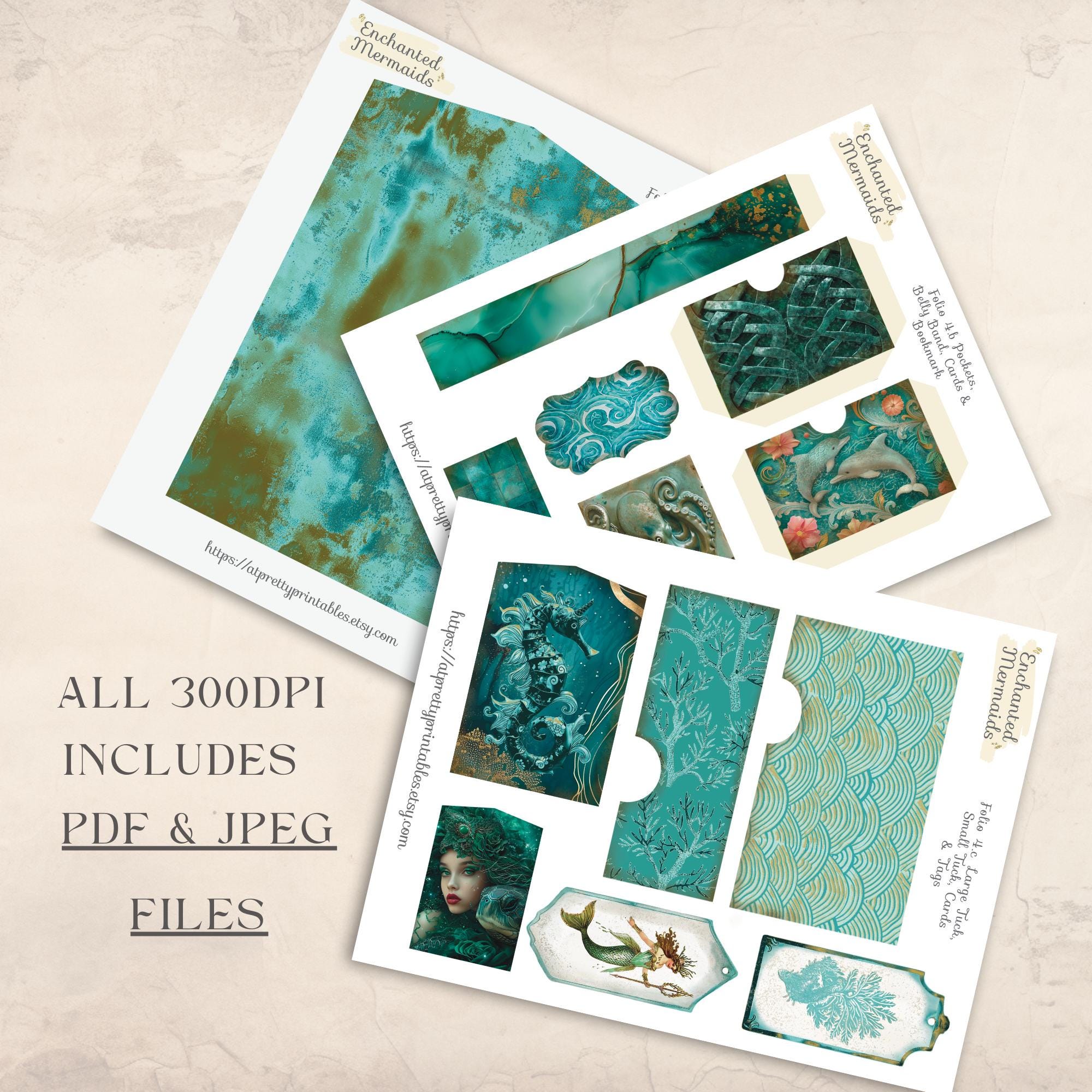 Enchanted Mermaids Vol 4 Junk Journal Folio Kit Printables Bundle Junk ...