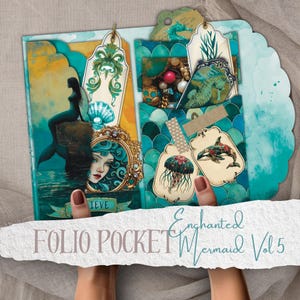 Verzauberte Meerjungfrauen Vol 5 Junk Journal Folio Kit Printables Bundle Junk Journal Meerjungfrauen Ephemera Scrapbooking Papier Handwerk Collage Sheets