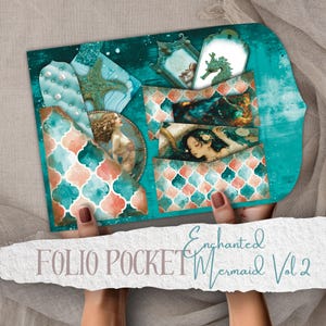 Verzauberte Meerjungfrauen Vol 2 Junk Journal Folio Kit Printables Bundle Junk Journal Meerjungfrauen Ephemera Scrapbooking Papierhandwerk Collage Sheets