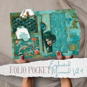 Verzauberte Meerjungfrauen Vol 4 Junk Journal Folio Kit Printables Bundle Junk Journal Meerjungfrauen Ephemera Scrapbooking Papierhandwerk Collage Sheets