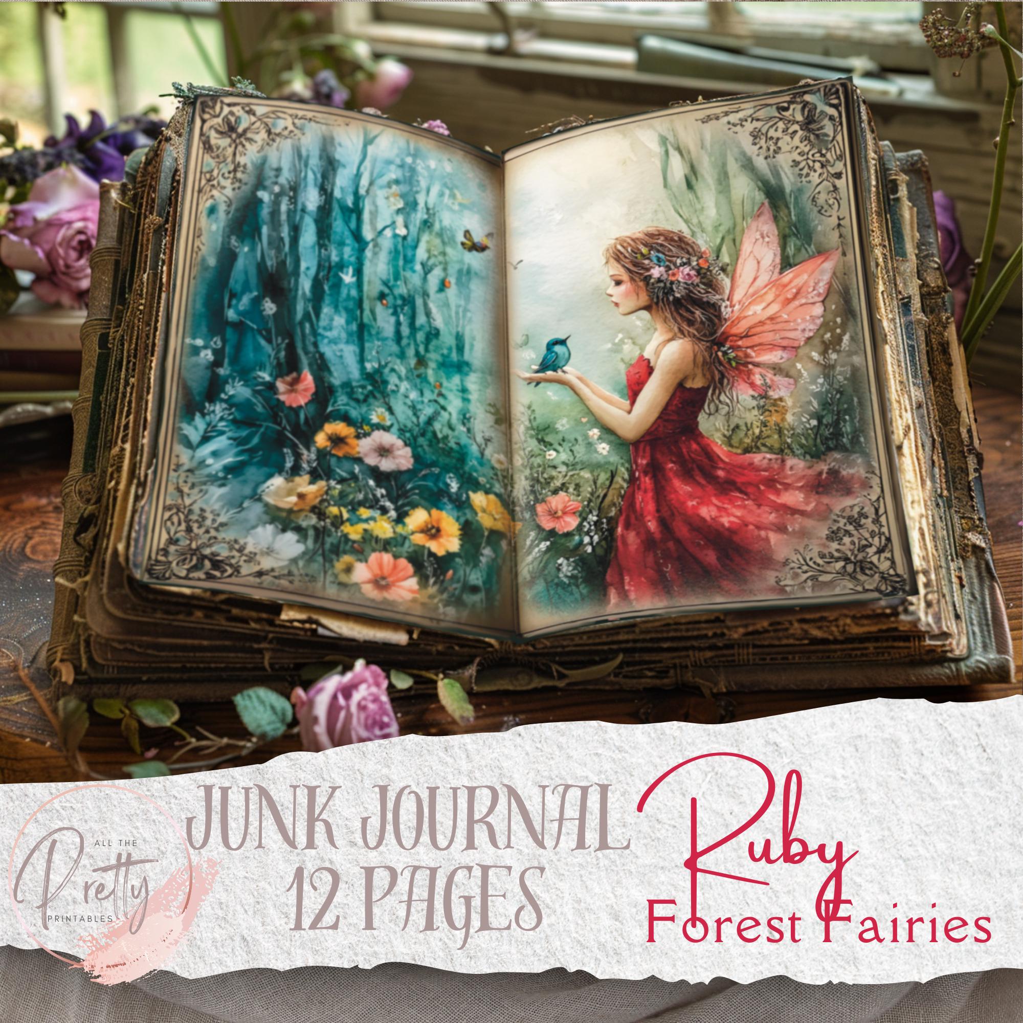 Ruby Forest Fairies Junk Journal Pages – 12 Printable Watercolor ...