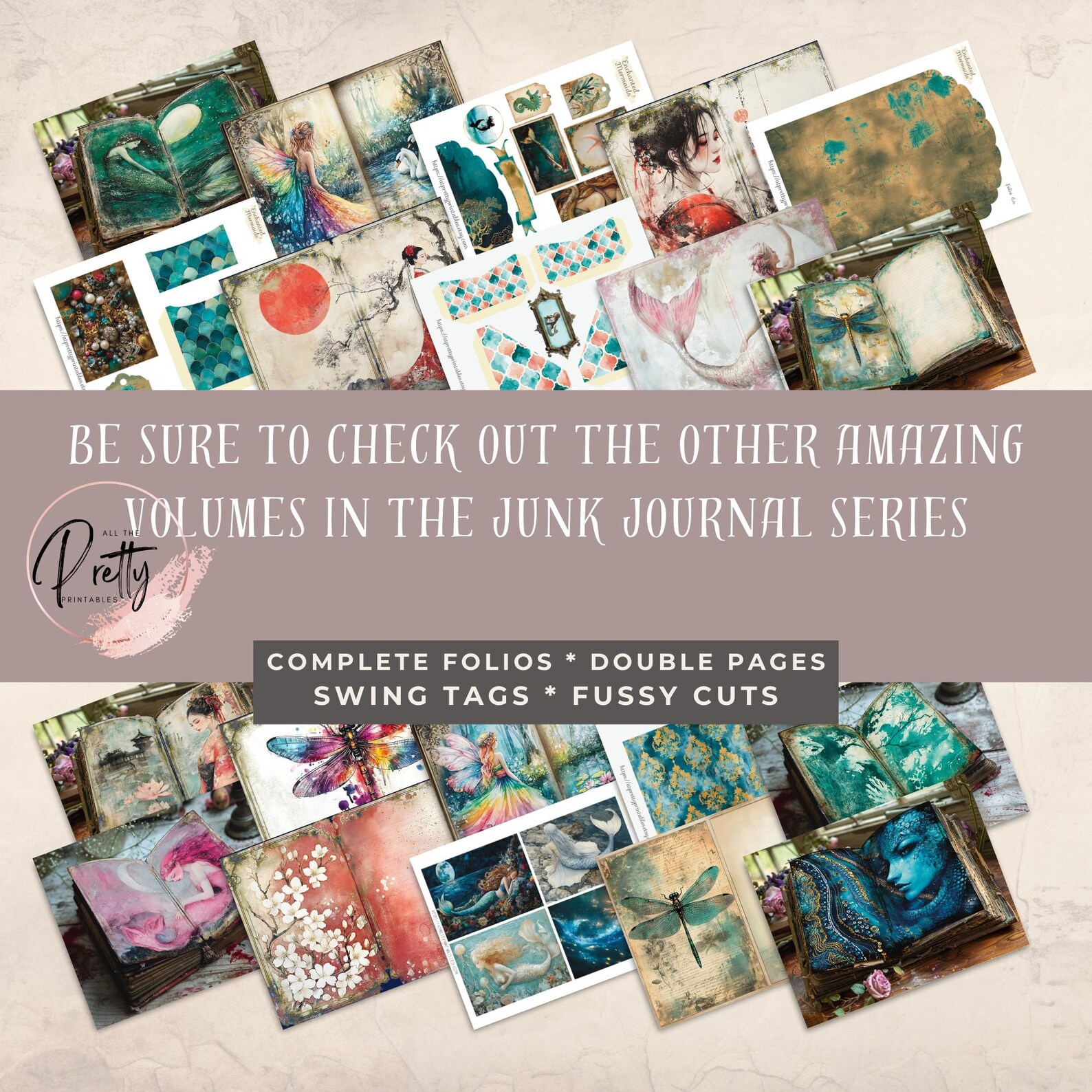 Ruby Forest Fairies Junk Journal Pages – 12 Printable Watercolor ...