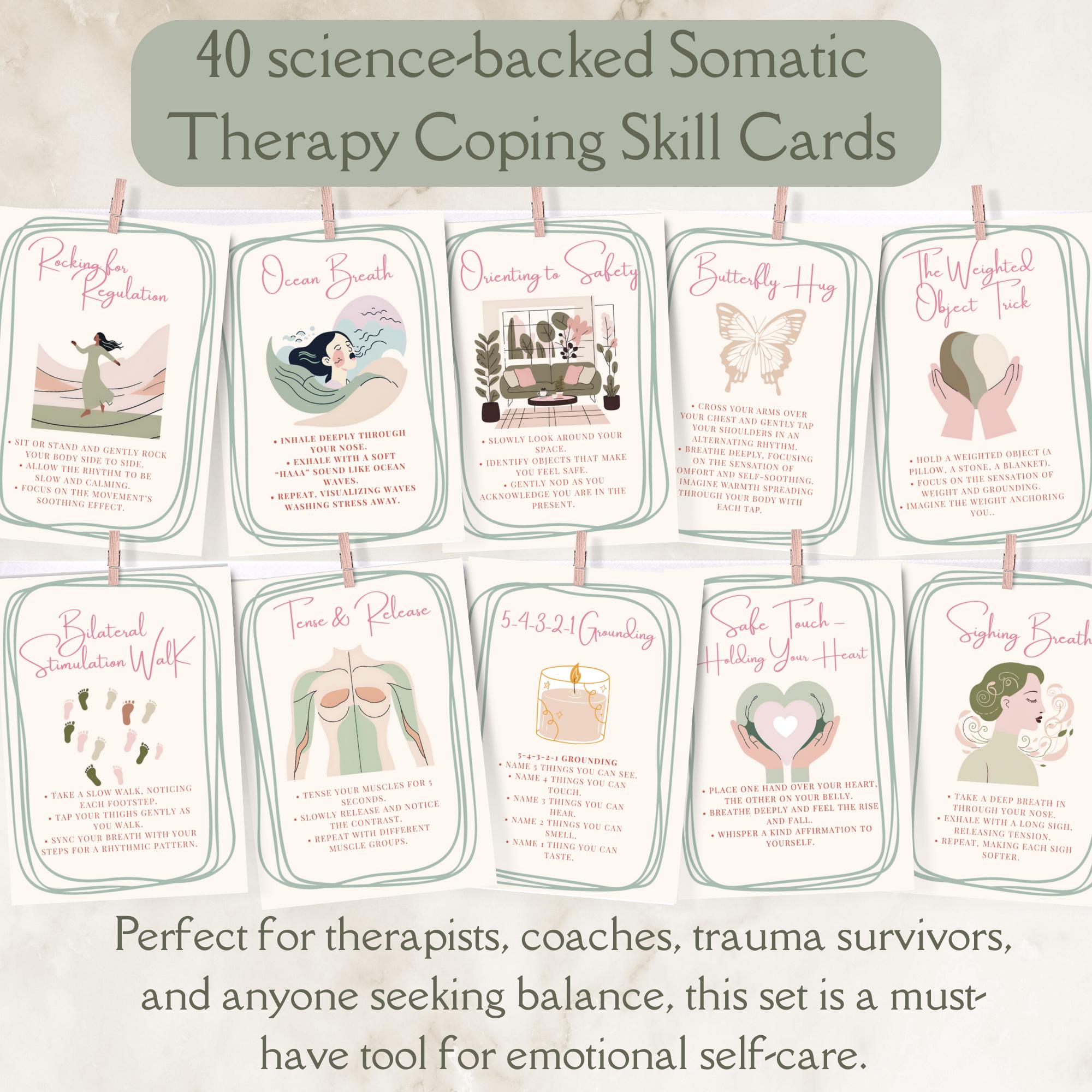 Minimalist 40 Somatic Therapy Coping Skill Cards for Nervous System ...
