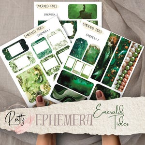 Emerald Tides Mermaid Ephemera Printable's Bundle Grüne digitale Seiten Mermaid's Ephemera Scrapbooking Tags Lesezeichen Lesezeichen Papier Collage Sheet