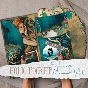 Verzauberte Meerjungfrauen Vol 6 Junk Journal Folio Kit Printable's Bundle Junk Journal Meerjungfrauen Ephemera Scrapbooking Papierhandwerk Collage Sheets