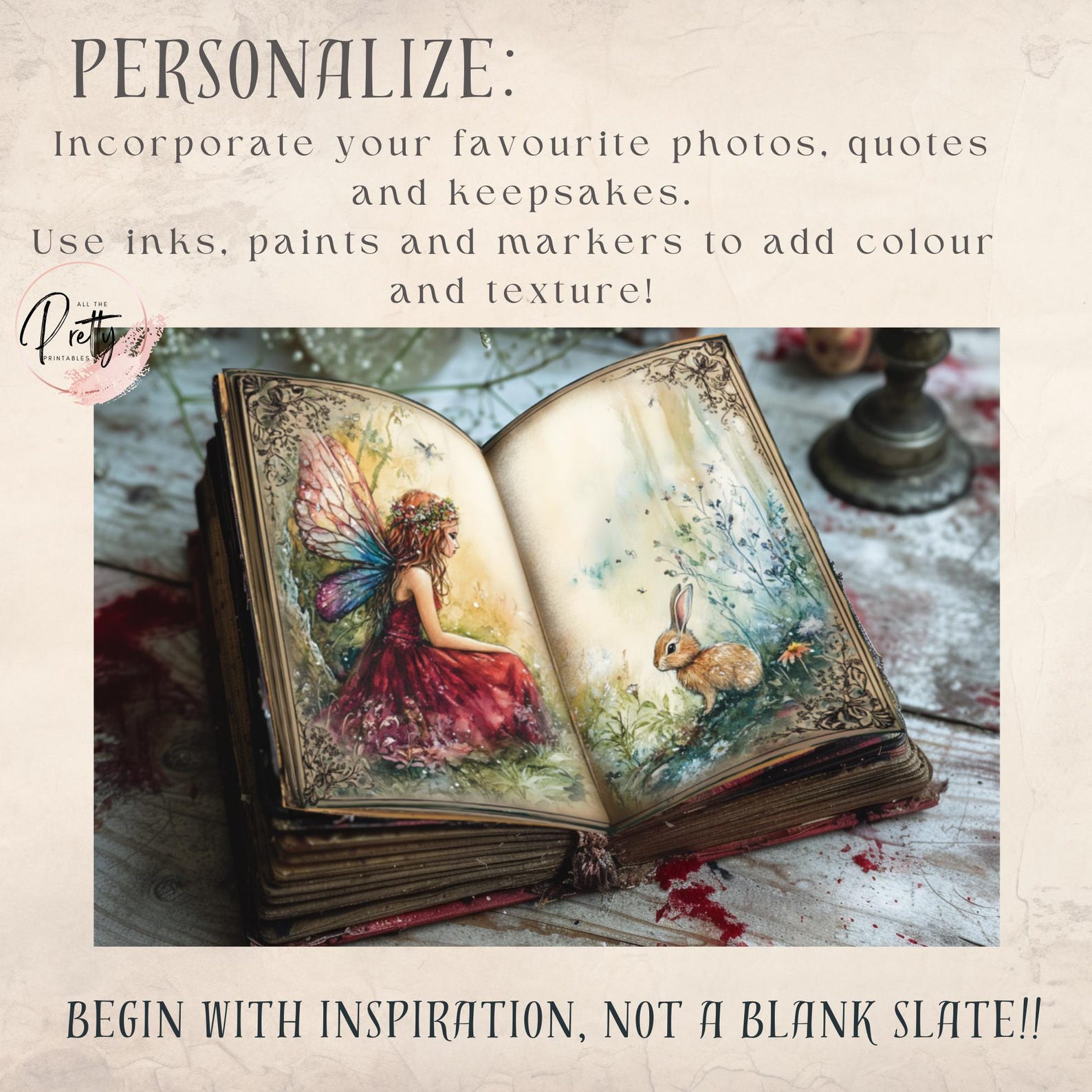 Ruby Forest Fairies Junk Journal Pages – 12 Printable Watercolor ...