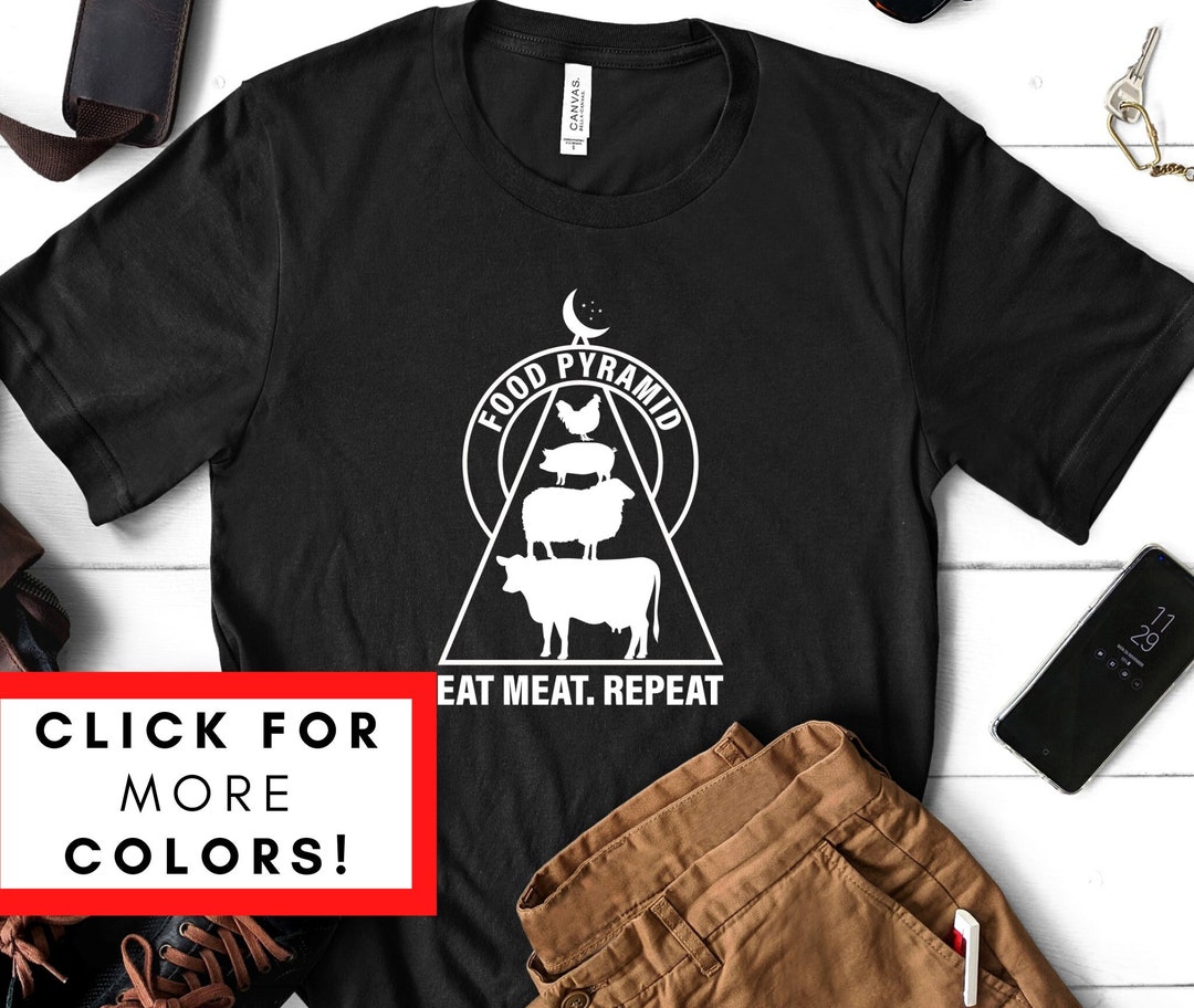 T-shirt Humour "Real Food Pyramid" Pour Carnivores - Couleur Multicolore - Taille Regular - Neuf Avec étiquette