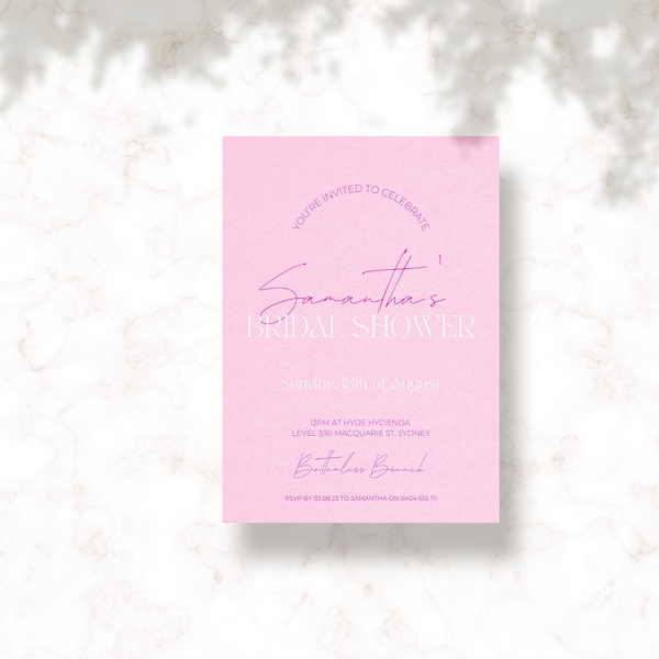 Bridal Shower Invitation Pink, Printable Bridal Shower Invitations Template, Editable Hens Party Invites Digital Download, Pretty in Pink