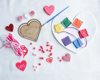 Valentine Craft Kit-art de fil, kit de bracelet, artisanat en papier de tissu cardiaque