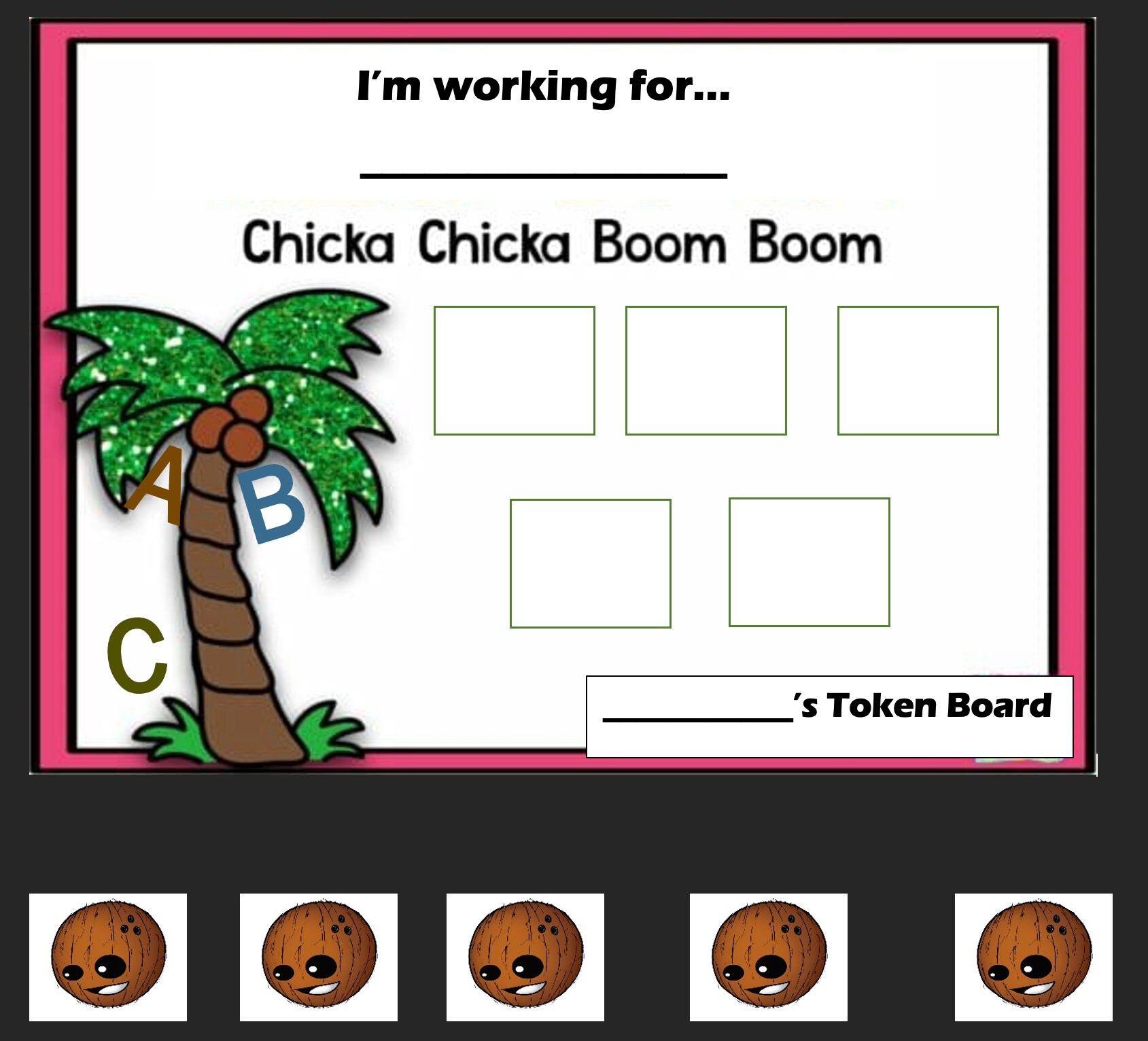 Chicka Chicka Boom Boom Token Board Etsy