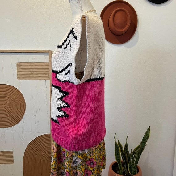 Vintage Penguin Pink Hand Knit Oversized Chunky S… - image 9