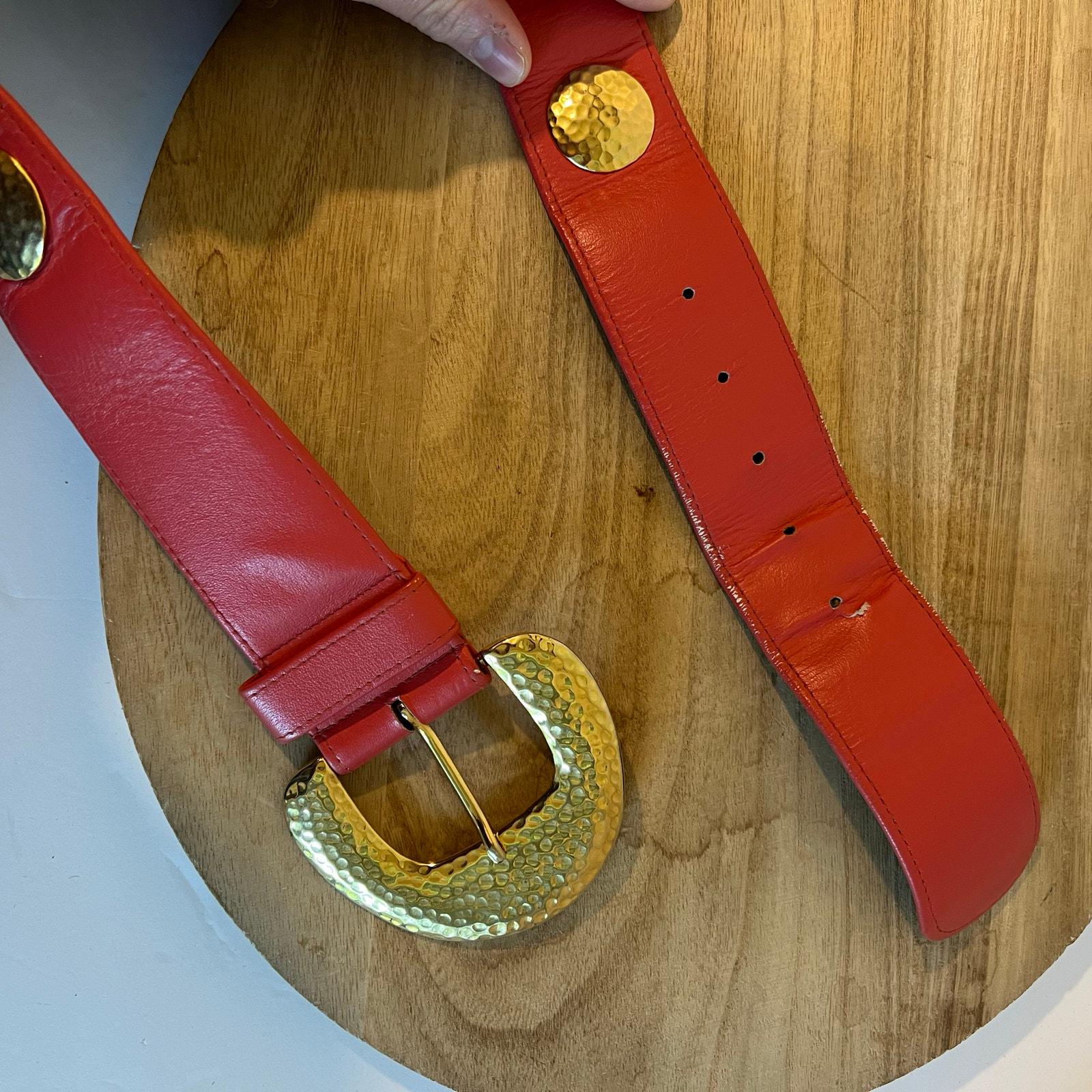 Carlisle Vintage Red Genuine Leather Gold Studded Chunky  display picture 1