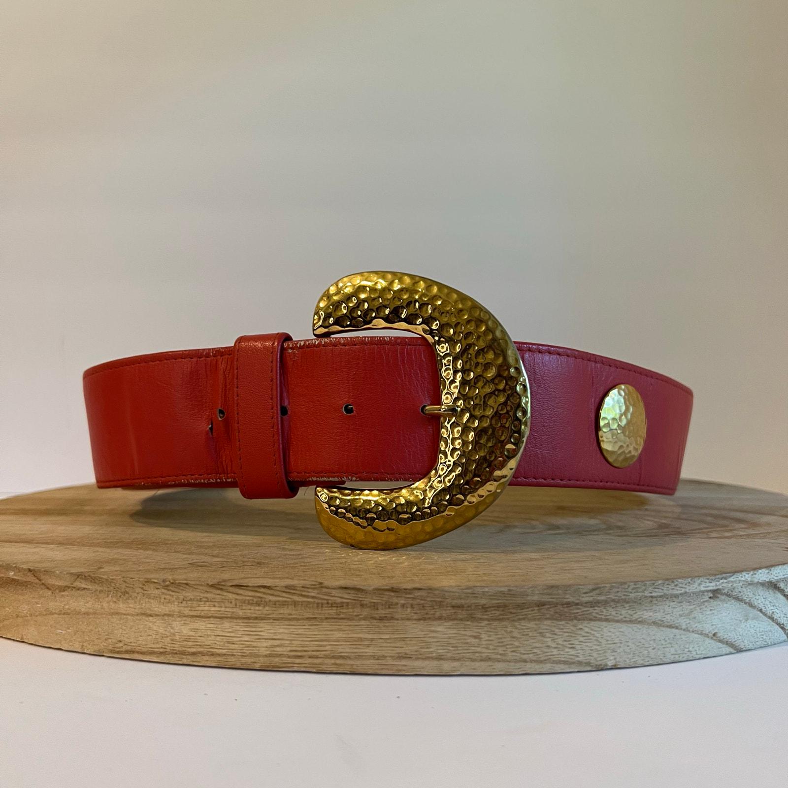 Vintage Carlisle Army Green Red Belt Suede Link Carlisle Belt - Etsy main image 4