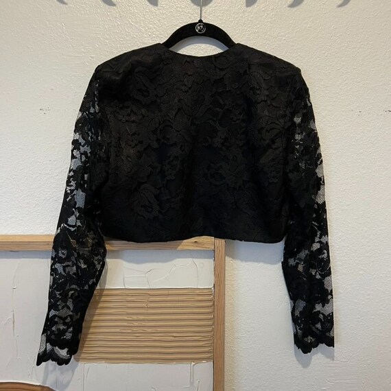 Vintage 90s Black Lace Open Style Lace Sheer Slee… - image 7