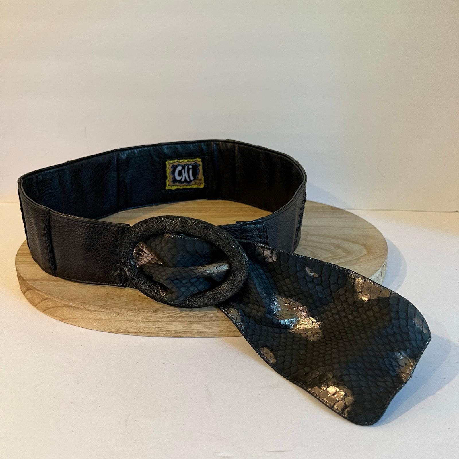 Chi Designed by Carlos Falchi Black Genuine Leather Snake  display picture 1