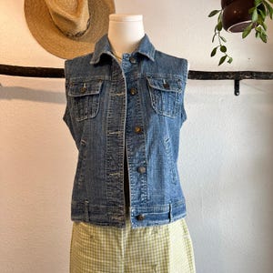 Vintage 90s Relativity Cotton Denim Utility Cargo Vest Size Medium