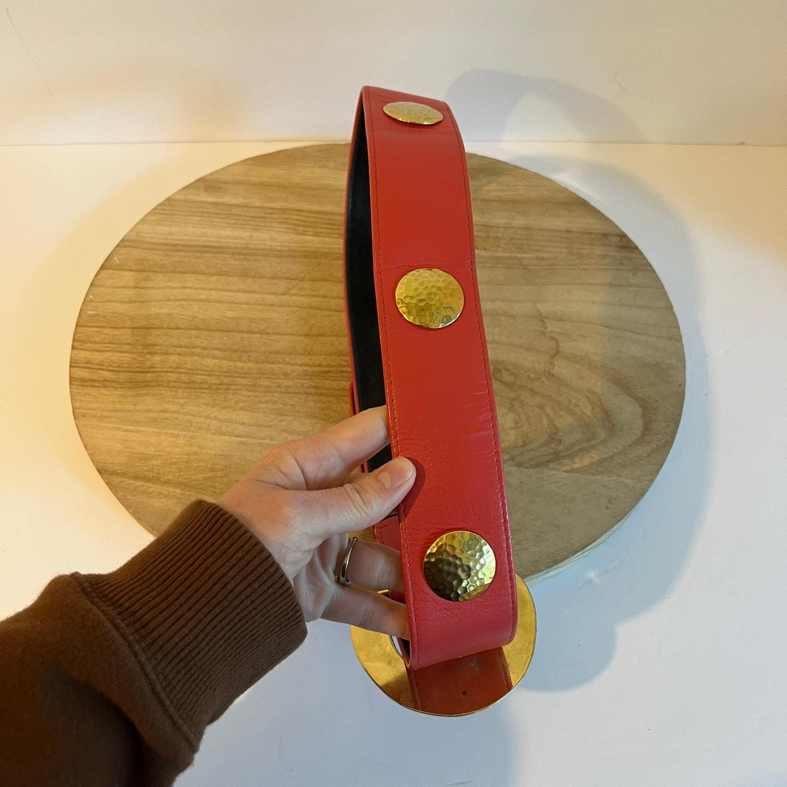 Carlisle Vintage Red Genuine Leather Gold Studded Chunky  display picture 3