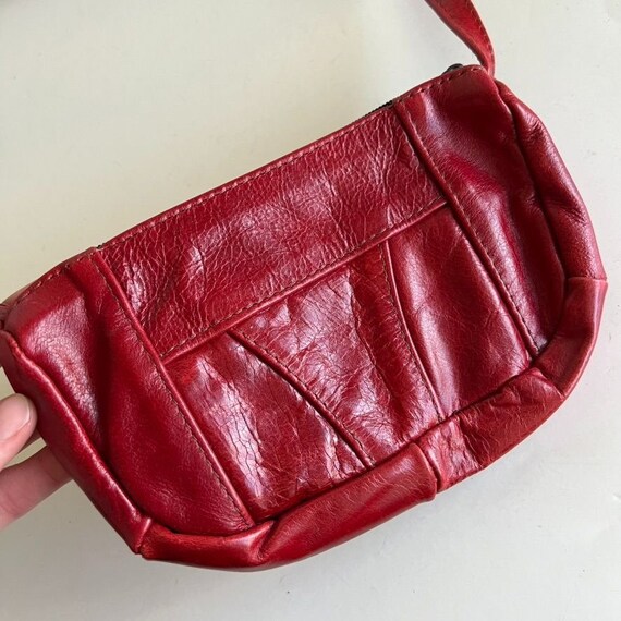 Vintage 90s Red Genuine Leather Made in Mexico Pa… - image 5