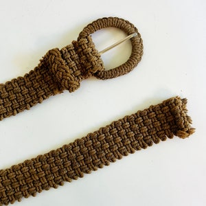 Vintage 70s Hippie Boho Tan Woven Free Size Beach Wrap Belt image 5