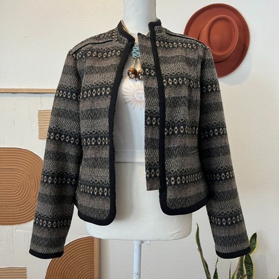 90s Vintage Southwestern Wool Blend Boxy Jacket