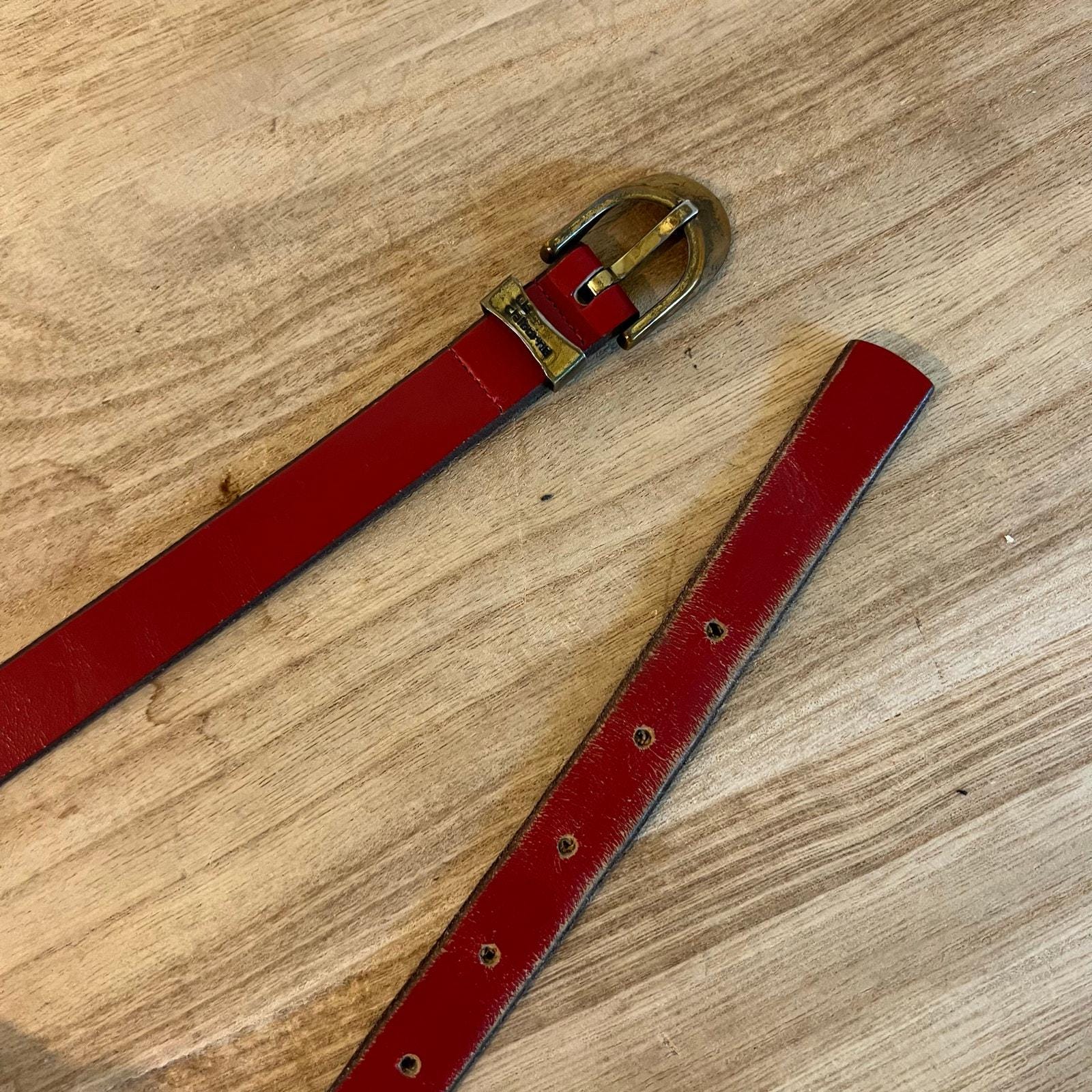 Vintage Liz Claiborne Red Genuine Saddle Leather Brass  display picture 2