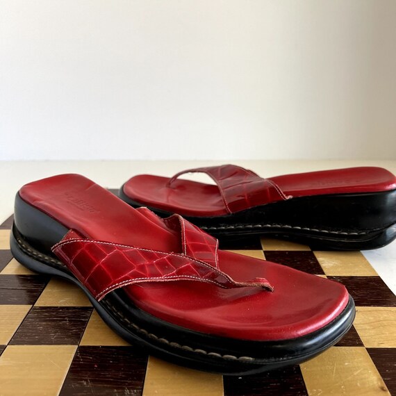 Clarks red online leather sandals