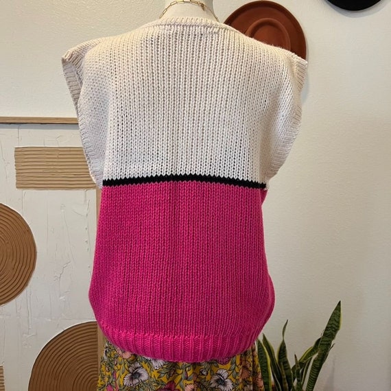 Vintage Penguin Pink Hand Knit Oversized Chunky S… - image 2