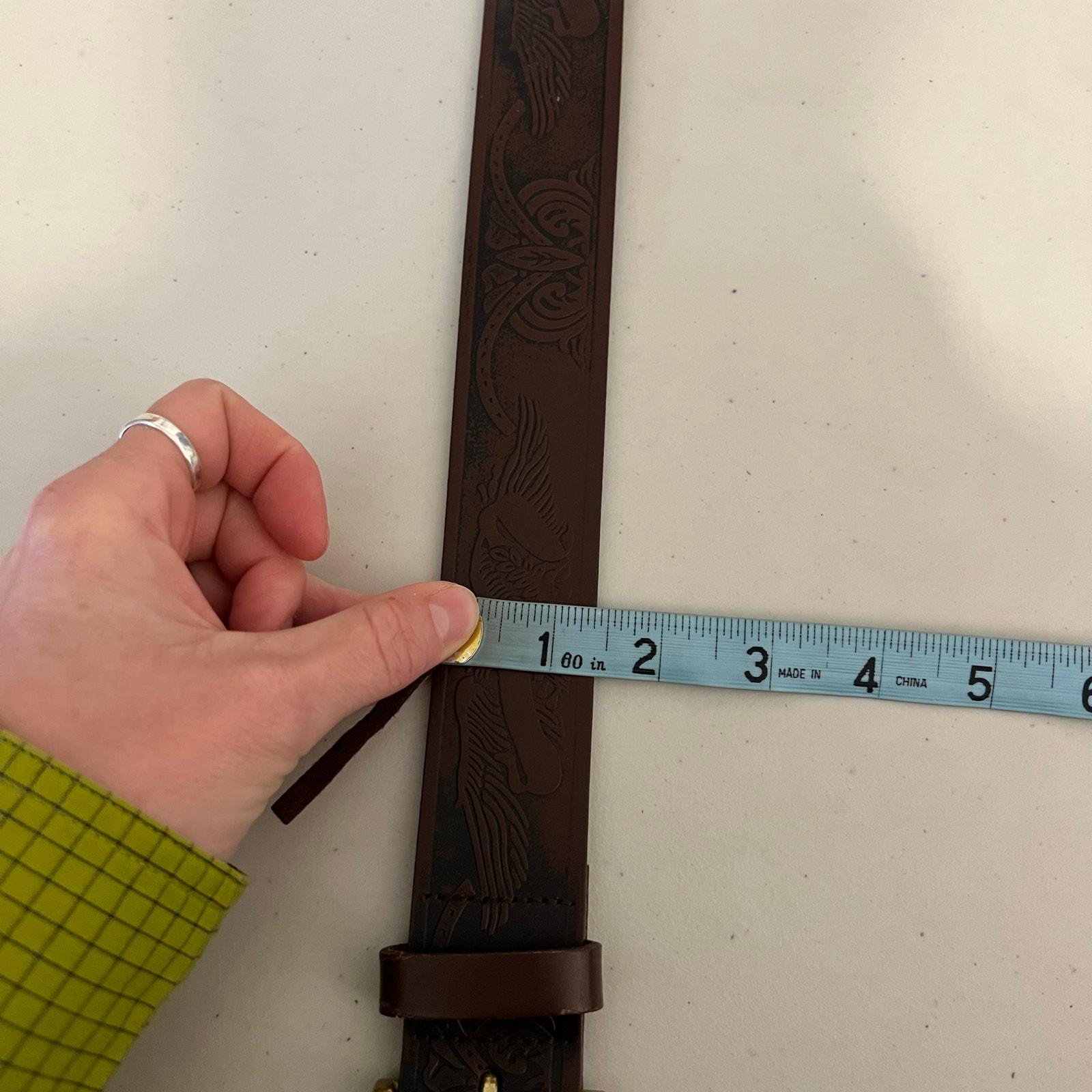 Wrangler Brown Genuine Leather Eagle Tooled Western Belt Unisex Size Large Wrangler Brown Genuine Leather Eagle Tooled Western Belt  main image 4