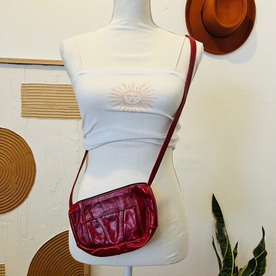 Vintage 90s Red Genuine Leather Made in Mexico Pa… - image 2