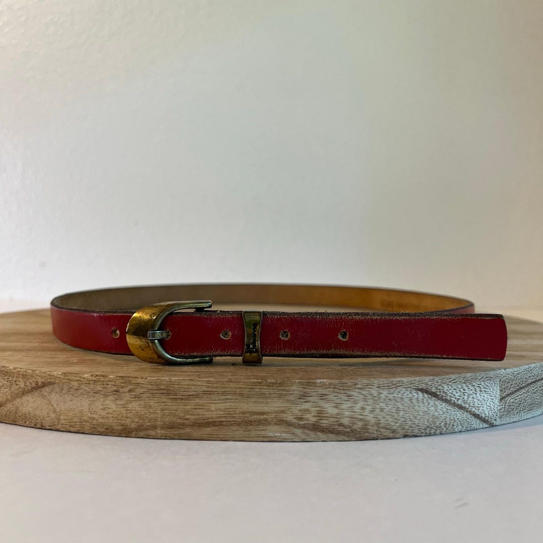 Vintage Liz Claiborne Red Genuine Saddle Leather Brass  display picture 3