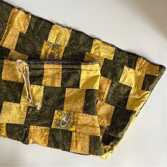 Vintage Handmade Yellow Checkered Patchwork Knee … - image 2