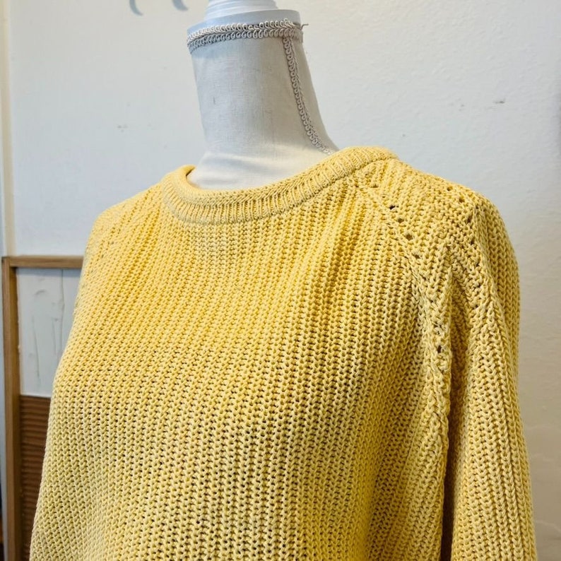 Vintage Oversized 90s Pale Yellow Chunky Cotton Pullover Sweater image 5