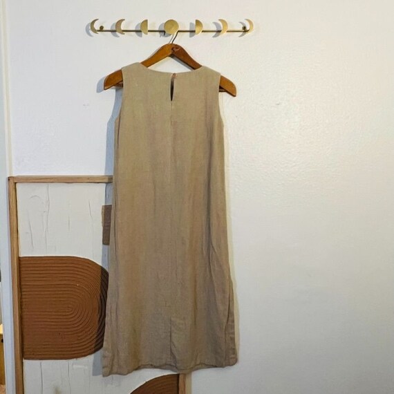 Vintage 90s Beige Linen Sleeveless Midi Side Slit… - image 4