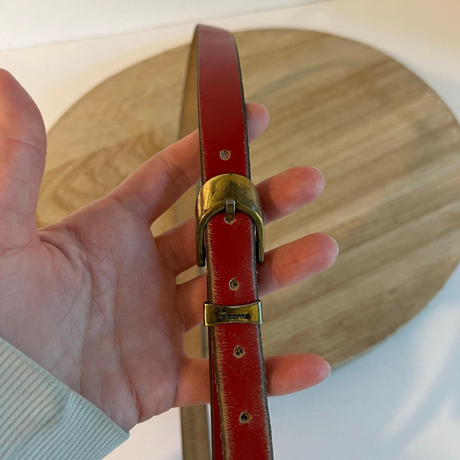 Liz Claiborne Red Leather Slim Brass Buckle Belt M Liz Claiborne Red Belts for Women for sale | eBay main image 3