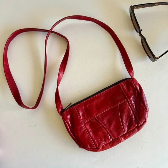 Vintage 90s Red Genuine Leather Made in Mexico Pa… - image 1