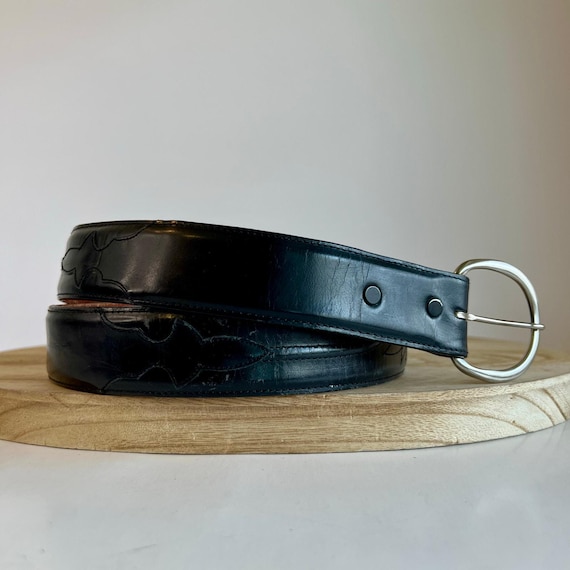 Vintage Lucchese USA Black Genuine Leather Western Belt Size  display picture 1