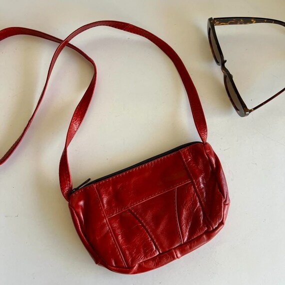 Vintage 90s Red Genuine Leather Made in Mexico Pa… - image 8